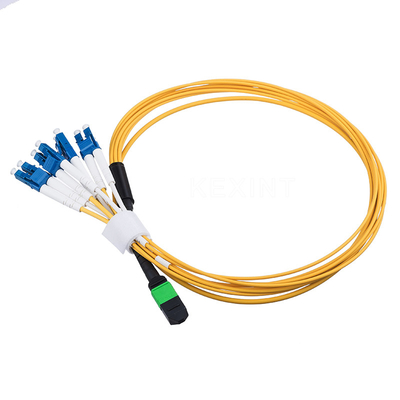 8 núcleo amarelo MPO MTP ao cabo de remendo frente e verso KEXINT da fibra ótica da manutenção programada de 4 LC FTTH/FTTX