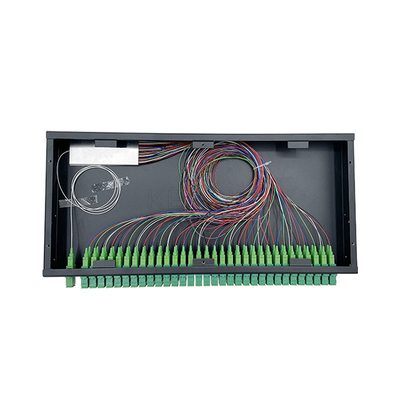 1U 19 conector do SC APC do divisor 1x64 do PLC da fibra ótica da montagem em rack da polegada