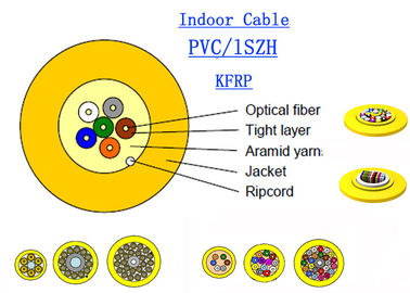 Manutenção programada blindada 6B6 0.9mm do núcleo do cabo 12 da fibra ótica interna de G657A2 Kevlar GJPFJH