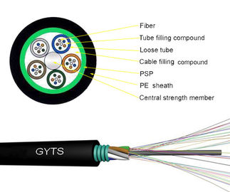 Cabo blindado da fibra ótica 8,0 da canalização 7,0 para o uso exterior G652D GYTS 24 48B1.3