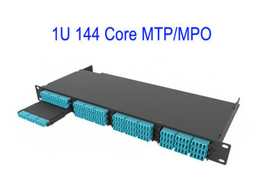 a fibra MTP ótico MPO do núcleo 1U 144 remenda as caixas 0.3dB de pequenas perdas magenta do núcleo do cabo OM4 12