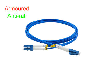 Conector interno ótico do cabo de remendo 3,0 SOS da fibra frente e verso blindada DX LC/UPC