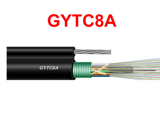 Sustentação blindada 8.0*1.0mm pretos do auto do fio de aço do cabo da fibra ótica exterior de GYTC8A