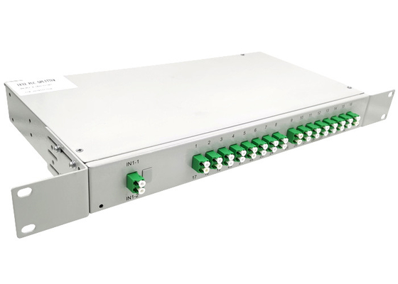 1U divisor do PLC da fibra ótica da manutenção programada do × 32 da montagem em rack 1 19 polegadas conector de LC/APC