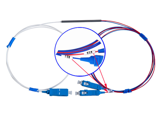 da diretividade 18dB do acoplador da fibra mini 0,9 SC/UPC conectores ótico do WDM FBT 15/85 1×2