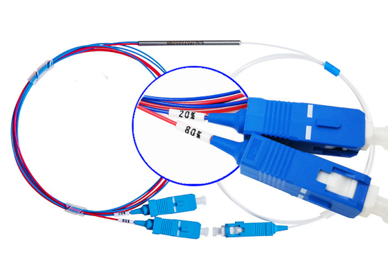 Acoplador 1×2 mini 0,9 SC/UPC ótico do poder FBT 20/80 da fibra não uniforme de Dwdm