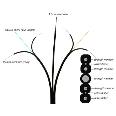 KEXINT GJYXBCH Fibra Óptica Drop Cable Outdoor 5 Steel Wire 2 Core Butterfly Cable