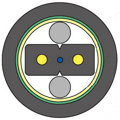 Exterior interno pendente do modo FTTH do núcleo do cabo 1 - 12 da fibra ótica apertada do amortecedor GJYXFH único