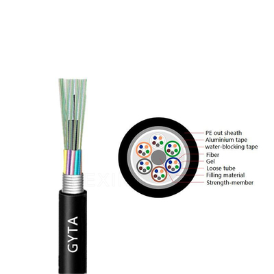 Fibras de fibra ótica encalhadas blindadas Multitube da manutenção programada do cabo 4-96 de KEXINT FTTH GYTA exterior