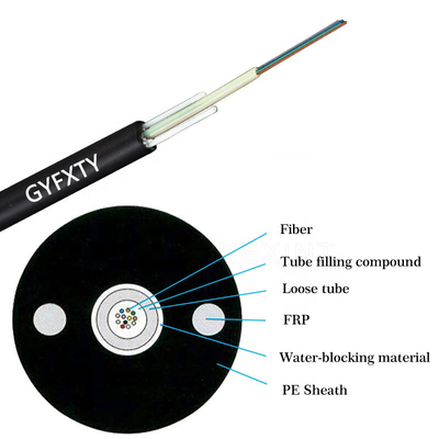 O cabo não blindado GYFXTY exterior 2-24 da fibra ótica retira o núcleo do tubo fraco preto do feixe de centro