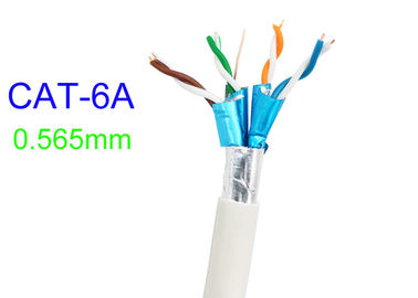 Rede de alta velocidade protegida Cat6A Cat7 branco SFTP do ftp 23AWG de Lan Electric Copper Cable