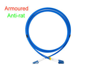Conector interno ótico do cabo de remendo 3,0 SOS da fibra frente e verso blindada DX LC/UPC