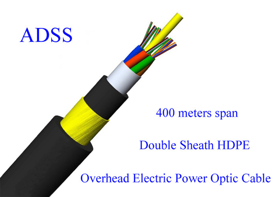 Período blindado 400M do cabo G652D 48B1.3 11KN da fibra ótica de ADSS 13.4mm HDPE do PE de 48 núcleos