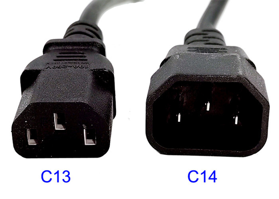 O PDU preto IEC320 de Lan Cable 1.5m 18AWG C19 C20 do cobre do cabo de alimentação de C13 C14 certificou