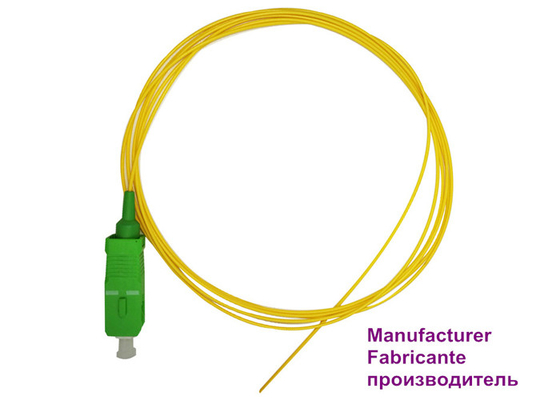 Retorno ótico 65dB do único modo SC/APC G657A2 0.9mm da trança do cabo de remendo da fibra amarela